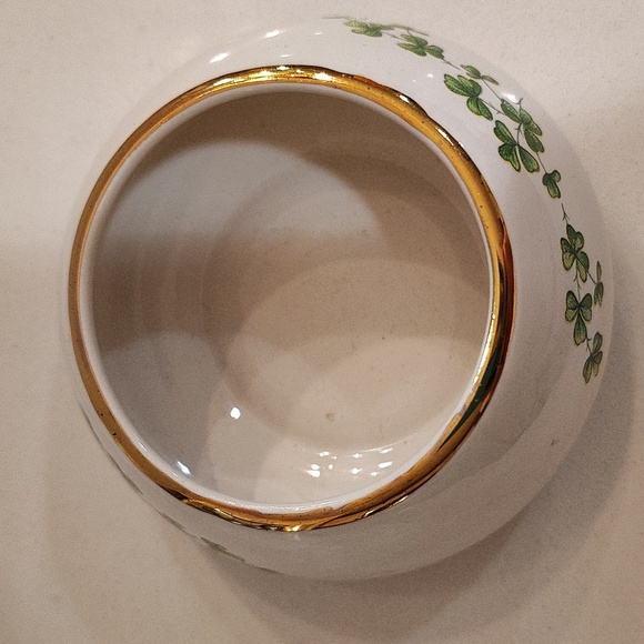 Carrigcraft County Cork Ireland creamer sugar clover print white green gold rim - Picture 10 of 13